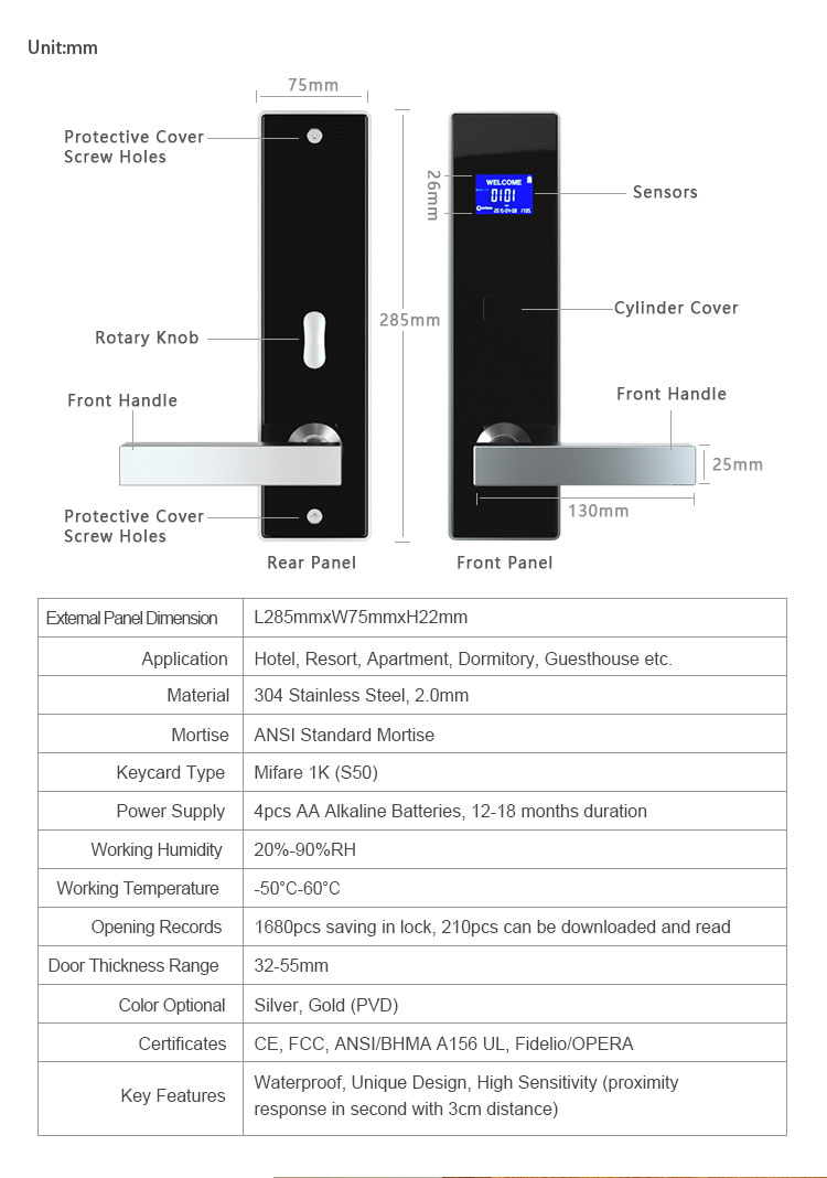 E4041 LCD smart electronic hotel lock